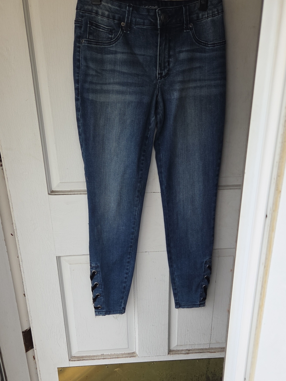 Dark Blue Women's Lace-Up Hem Jeans Maurices Size Medium